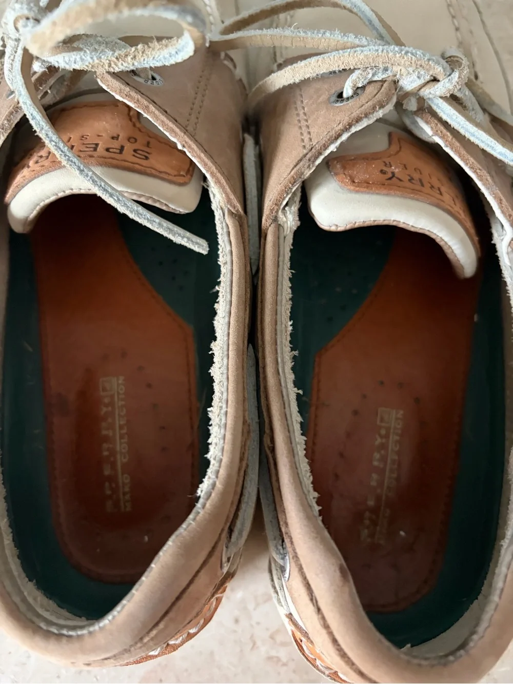 Sperry Top Sider Mako Collection Boat Shoes Men’s Size 9.5 Oyster Taupe Leather